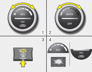 Kia Picanto : Pour dégivrer le pare-brise intérieur : Système de