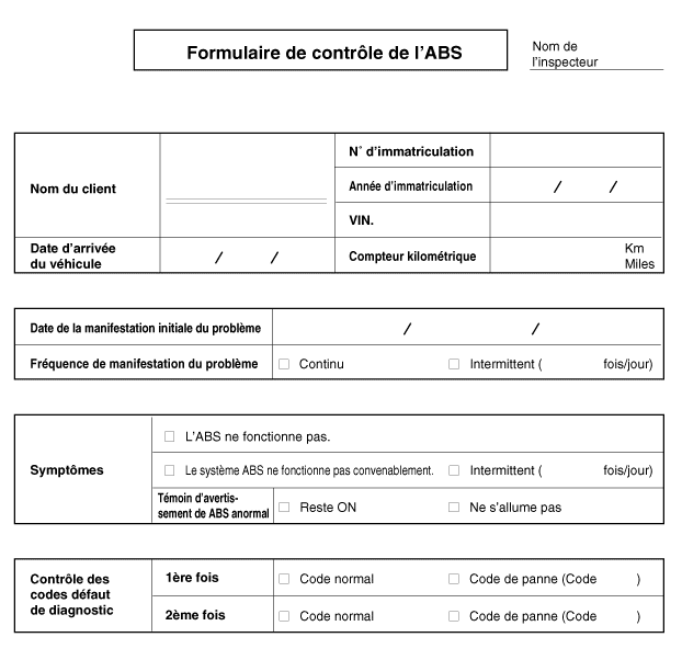 Kia Picanto : Recherche de pannes : ABS (Système de frein anti ...